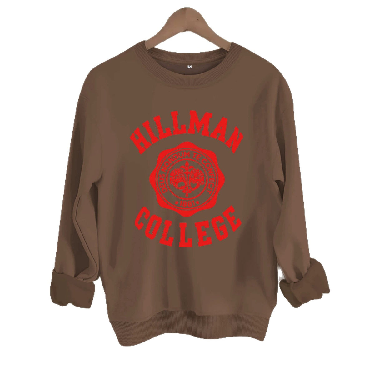 Badge printed long sleeved fleece sweatshirt