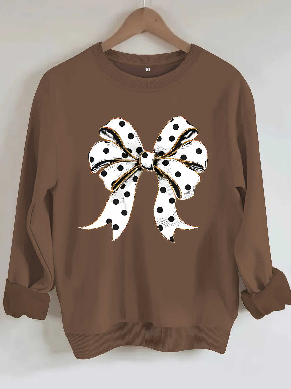 Round neck polka dot butterfly print hoodie