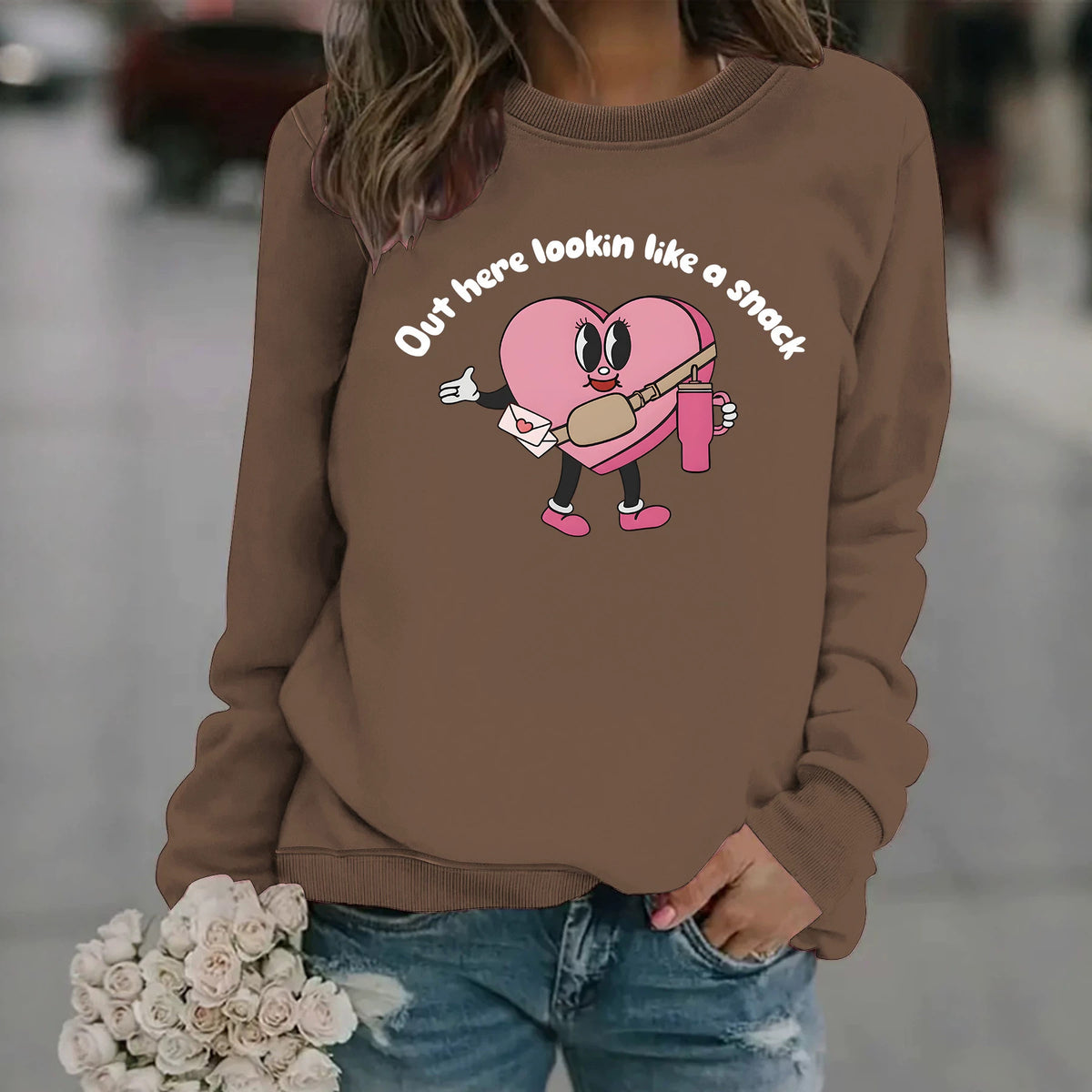 Round neck fleece hoodie