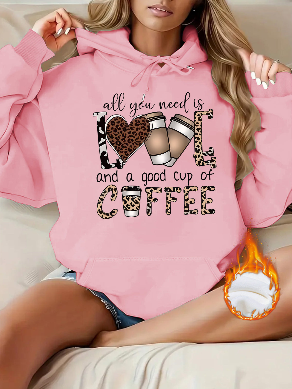 Leopard print hooded sweatshirt