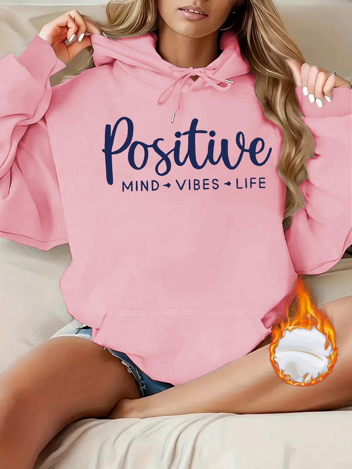 Velvet thickened letter printed hoodie