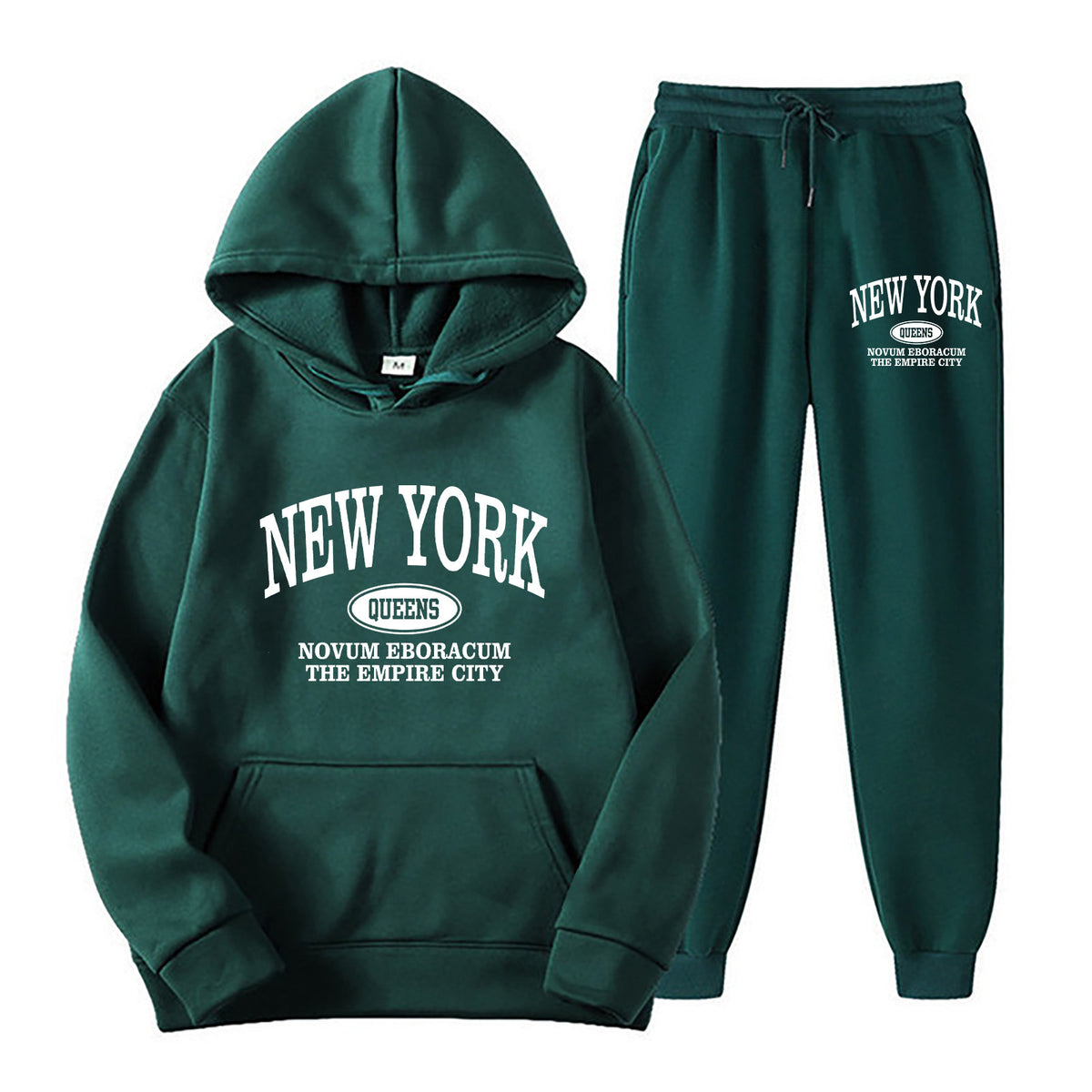 Plus Size Fleece Lined Long Sleeve Pullover Hoodie and Sweatpants Set