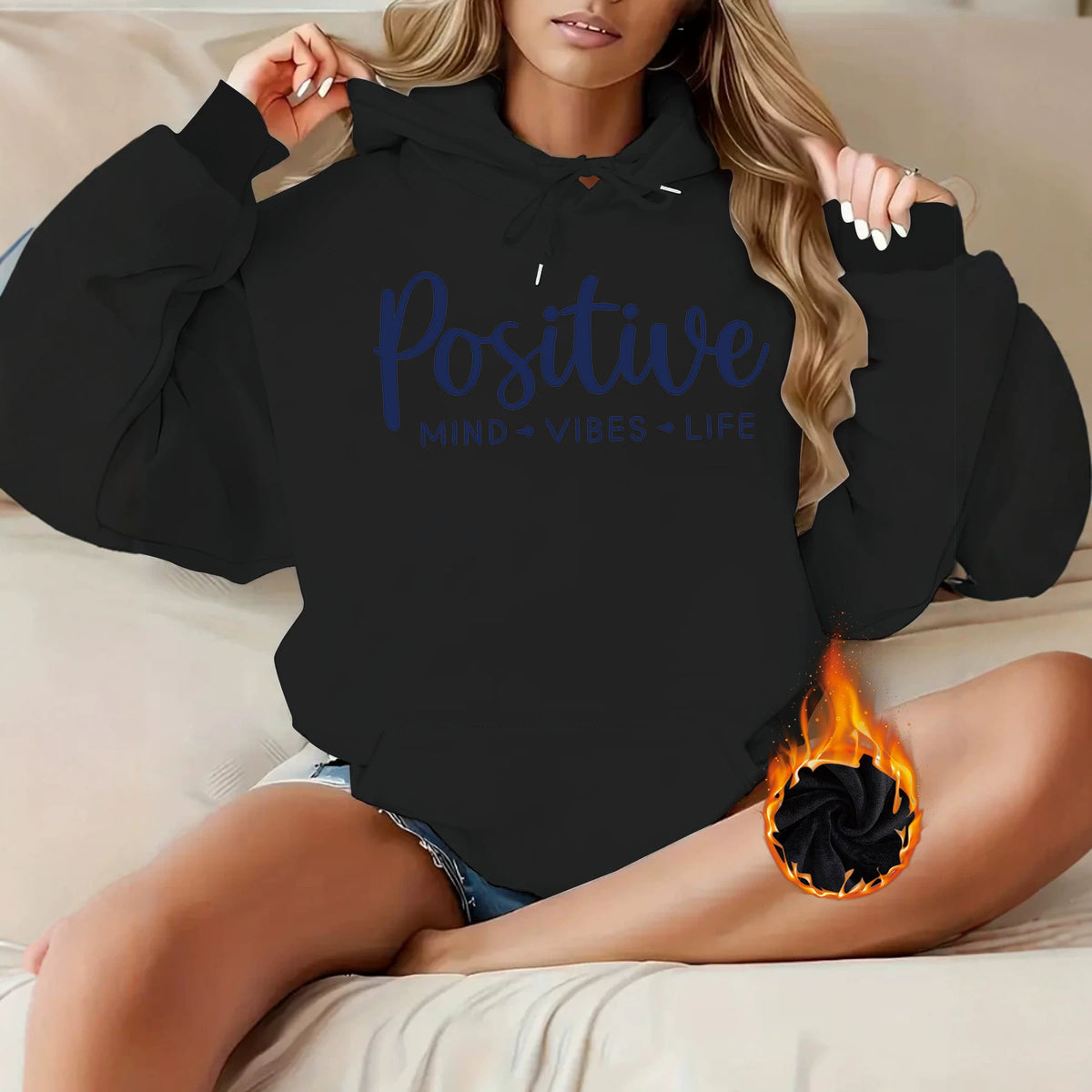 Velvet thickened letter printed hoodie