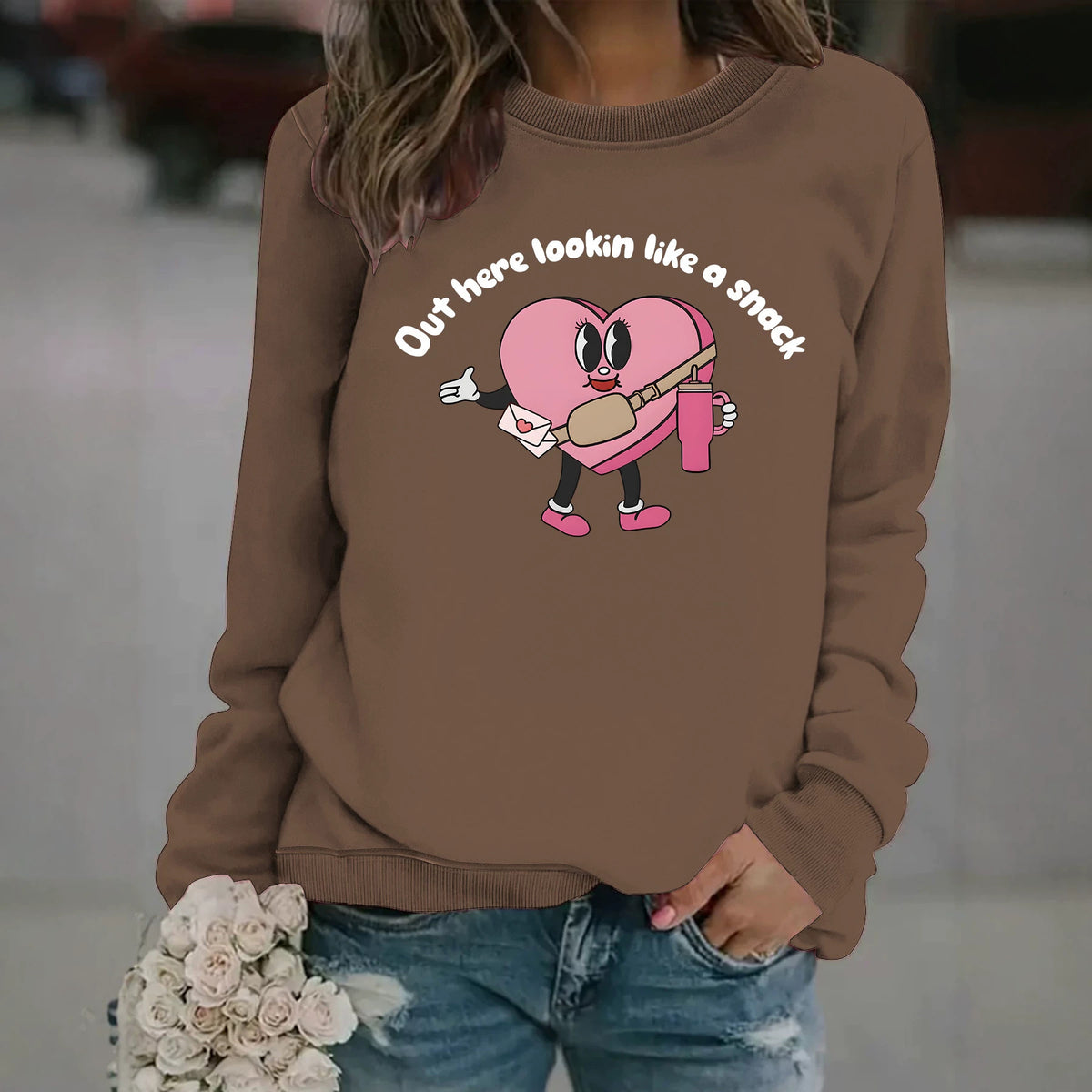 Round neck fleece hoodie