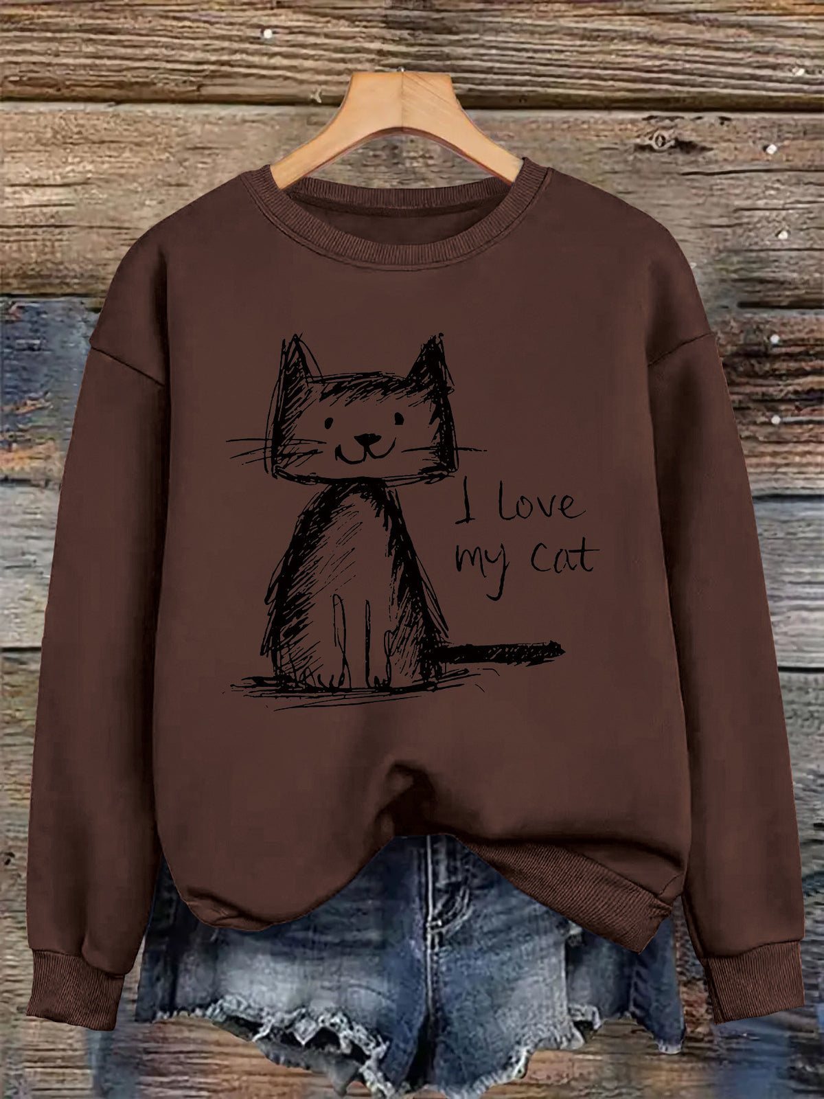 Round neck fleece hoodie