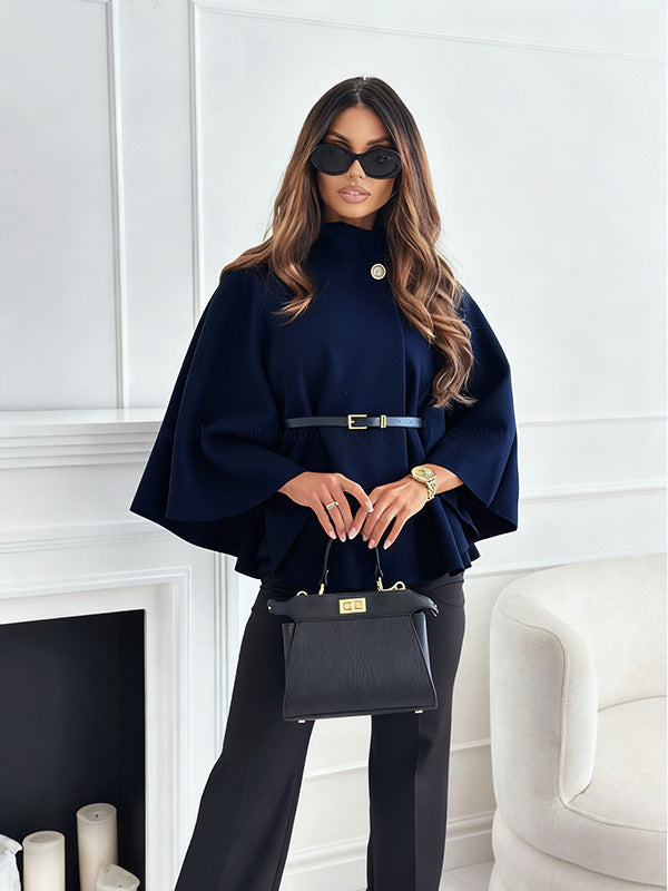 Tight Wool Poncho Coat