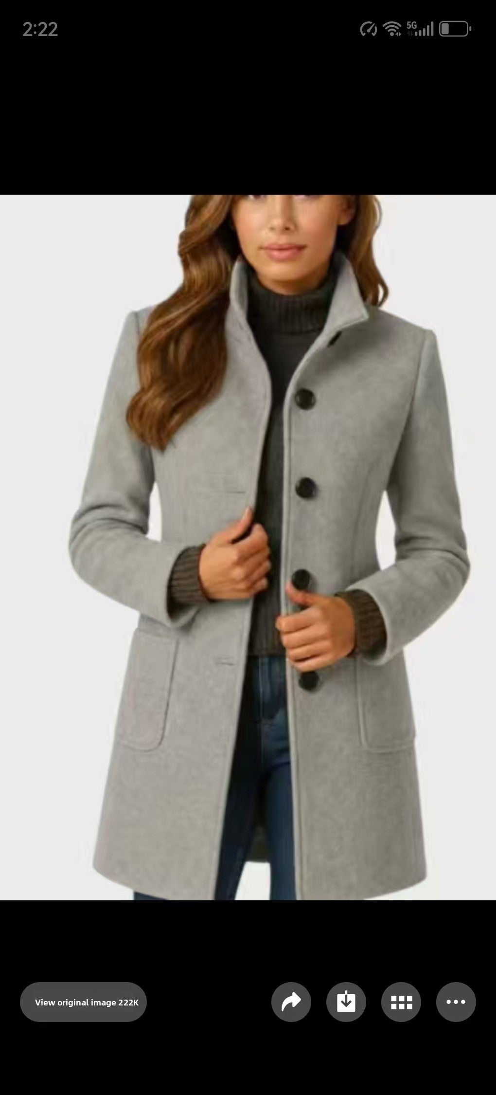 Solid Button-Collar Woolen Coat