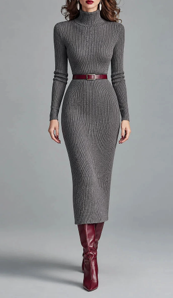 Fishbone-Pattern Long Coat