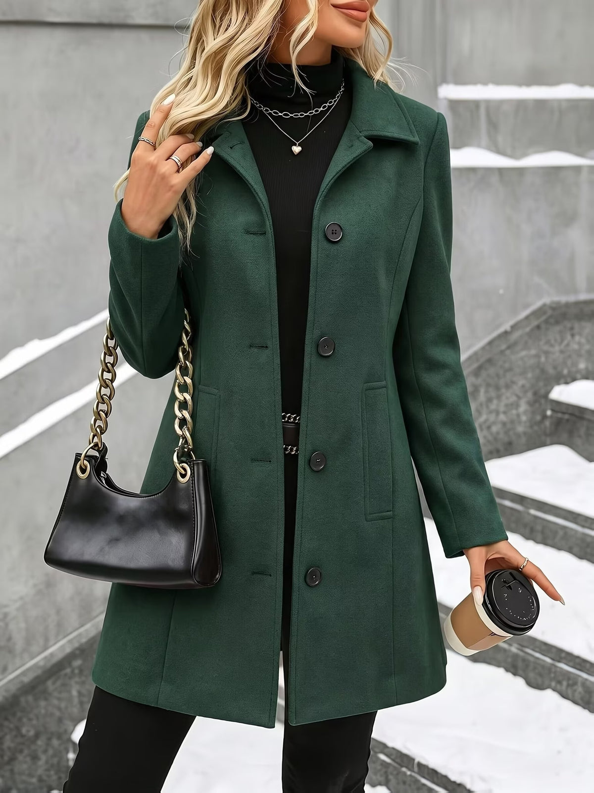 Women'S Lapel Single-Breasted Coat