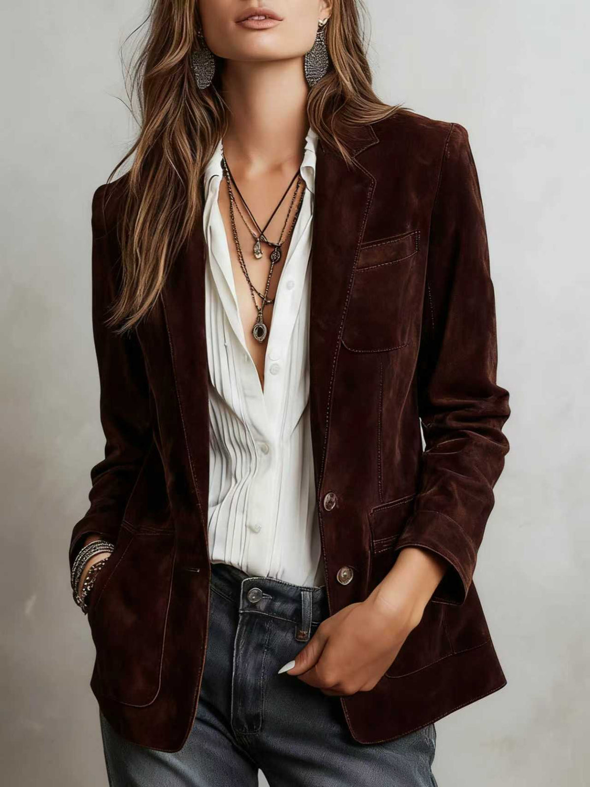 Women'S Vintage Single-Breasted Jacket