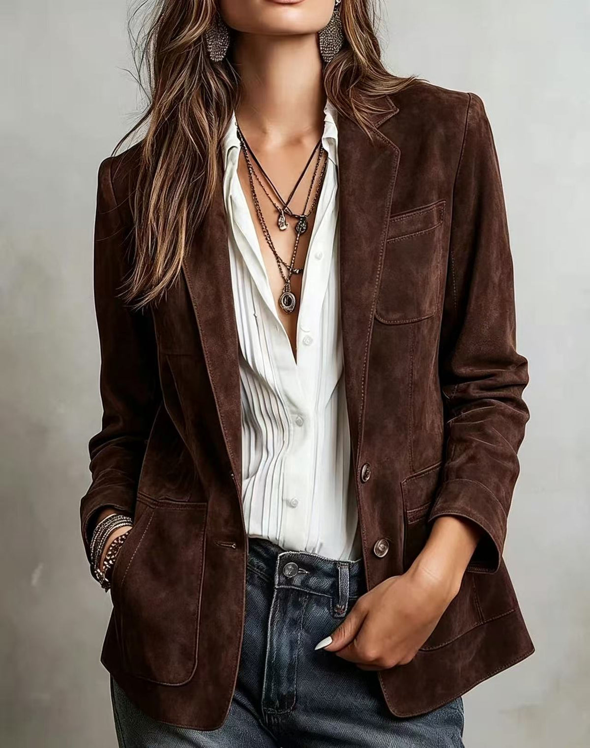 Women'S Vintage Single-Breasted Jacket