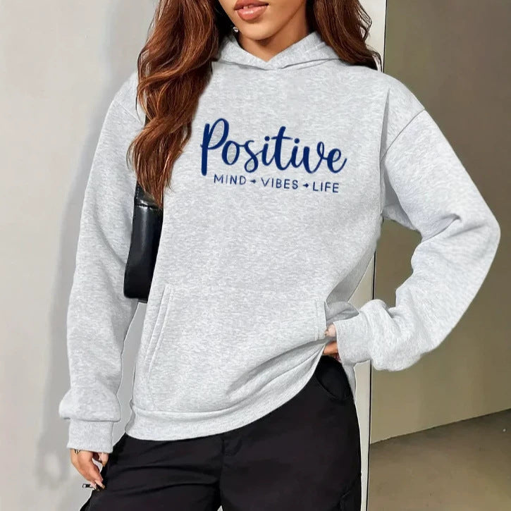 Velvet thickened letter printed hoodie