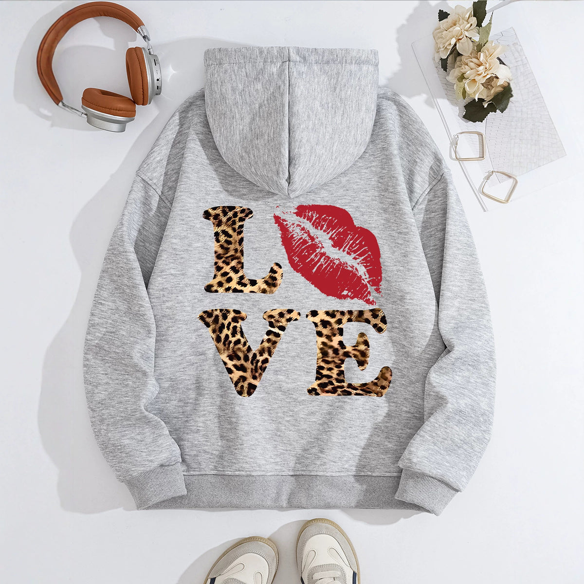 Long sleeved hooded sweatshirt