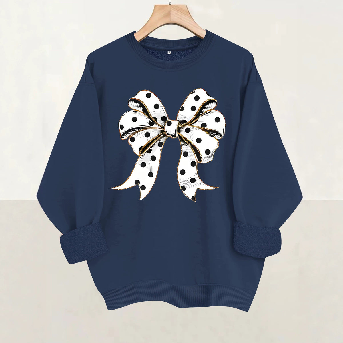Round neck polka dot butterfly print hoodie