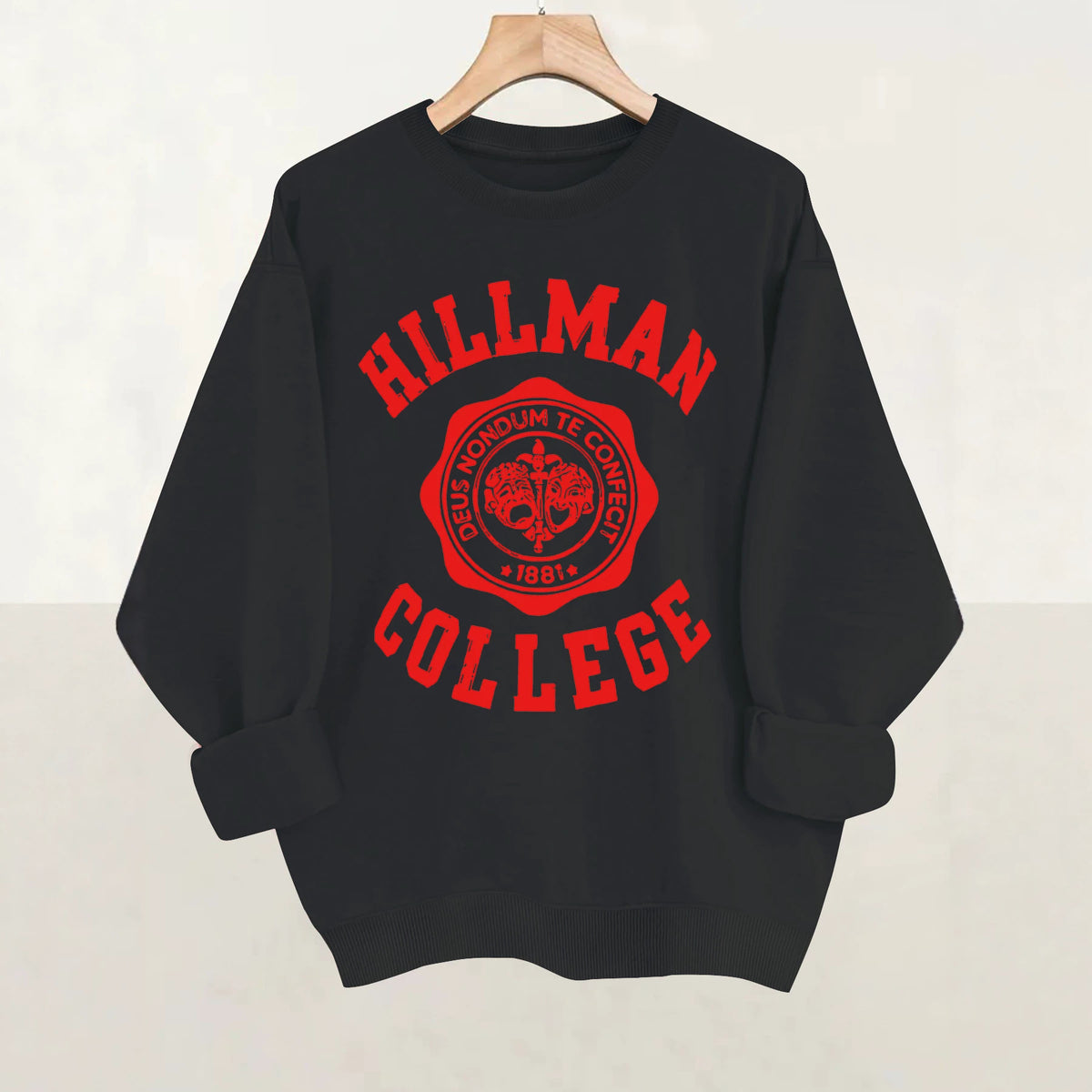 Badge printed long sleeved fleece sweatshirt