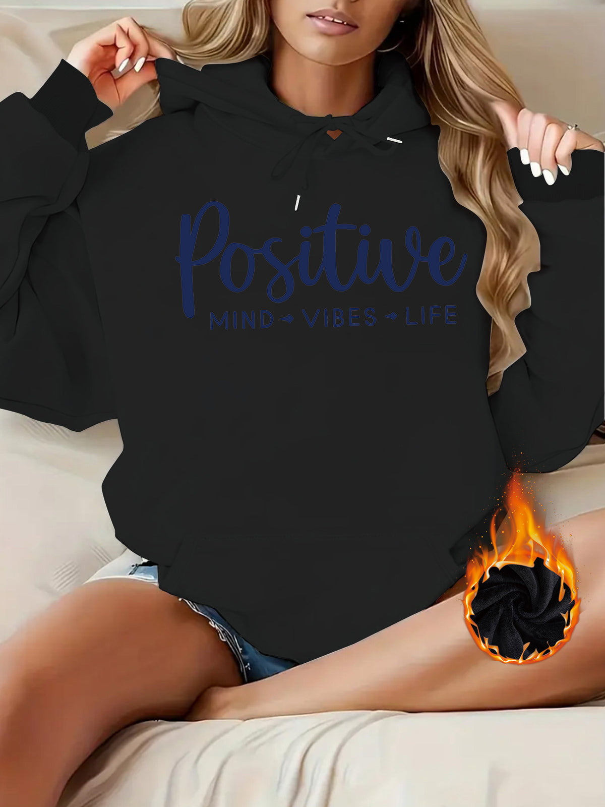 Velvet thickened letter printed hoodie