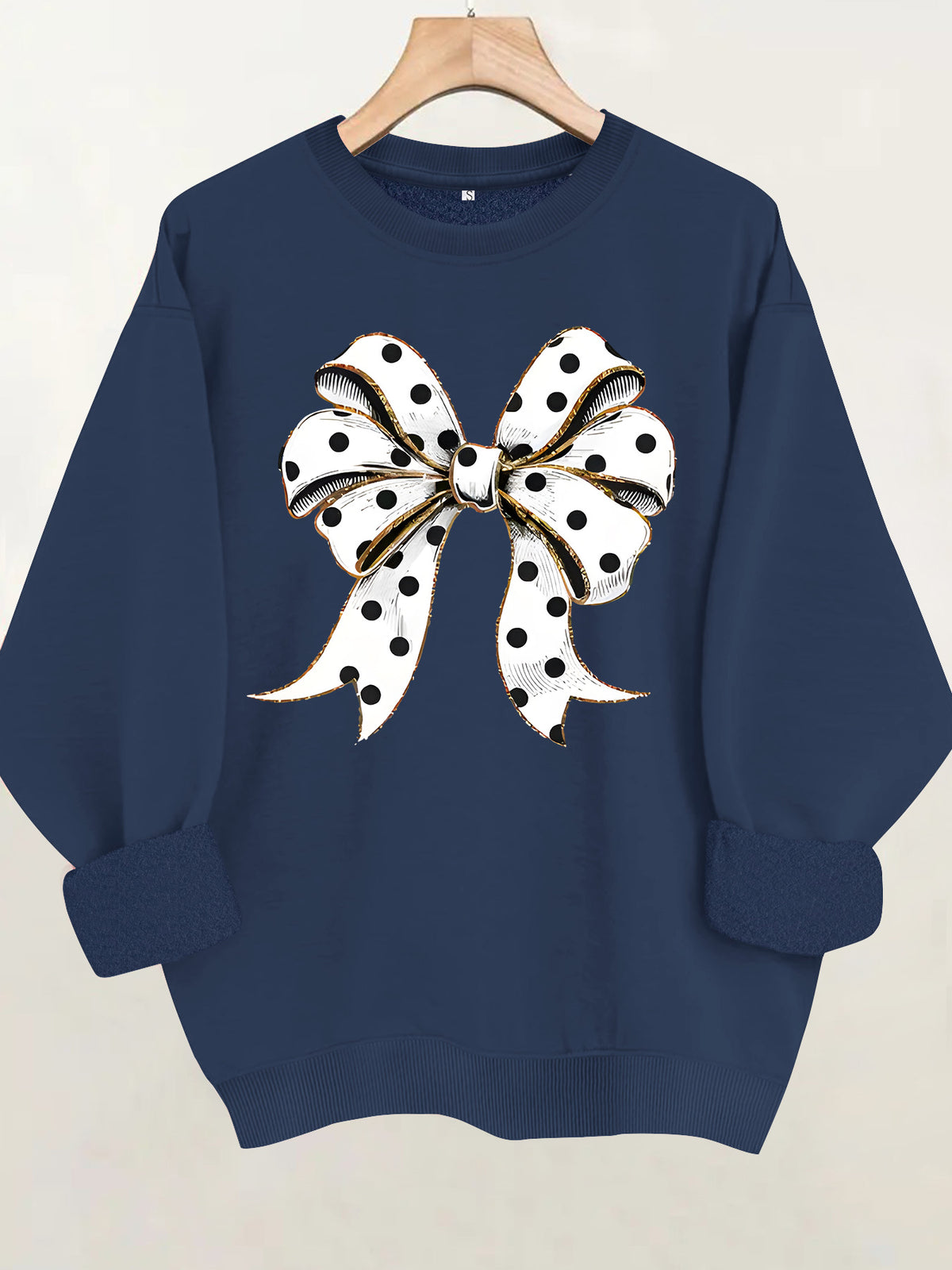 Round neck polka dot butterfly print hoodie