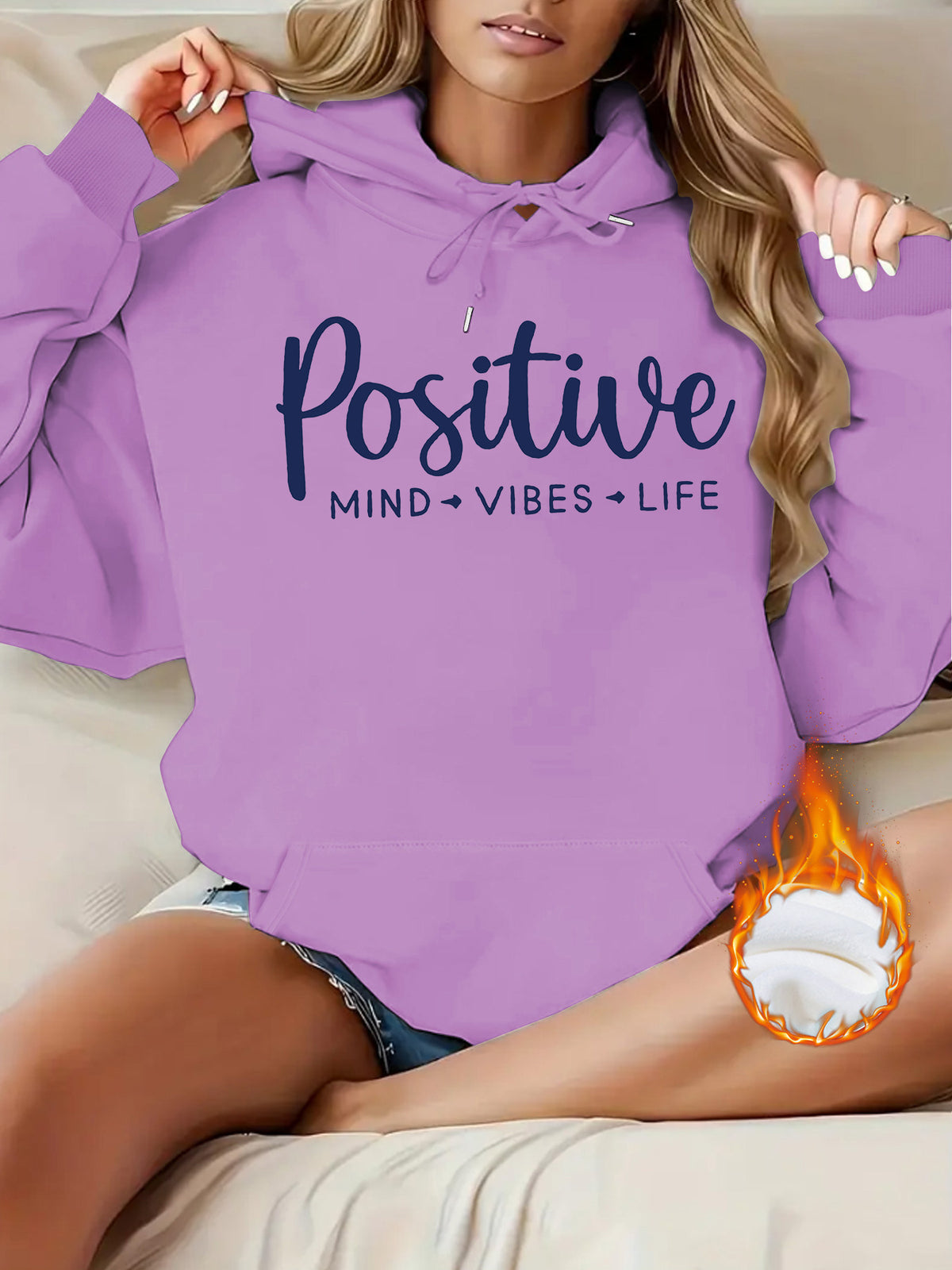 Velvet thickened letter printed hoodie