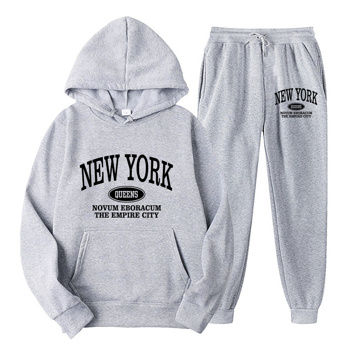 Plus Size Fleece Lined Long Sleeve Pullover Hoodie and Sweatpants Set