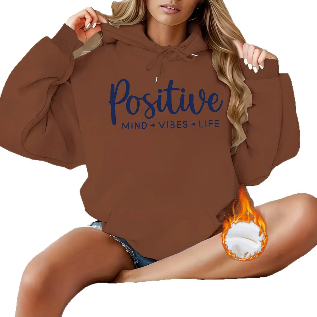 Velvet thickened letter printed hoodie