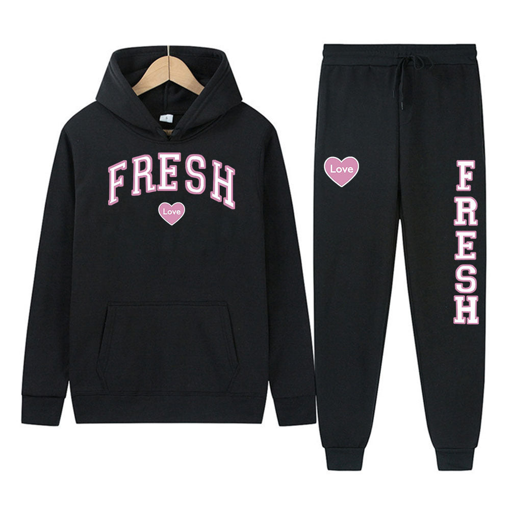 Punk Rock Street Style Hoodie Sweatshirt Two-Piece Set