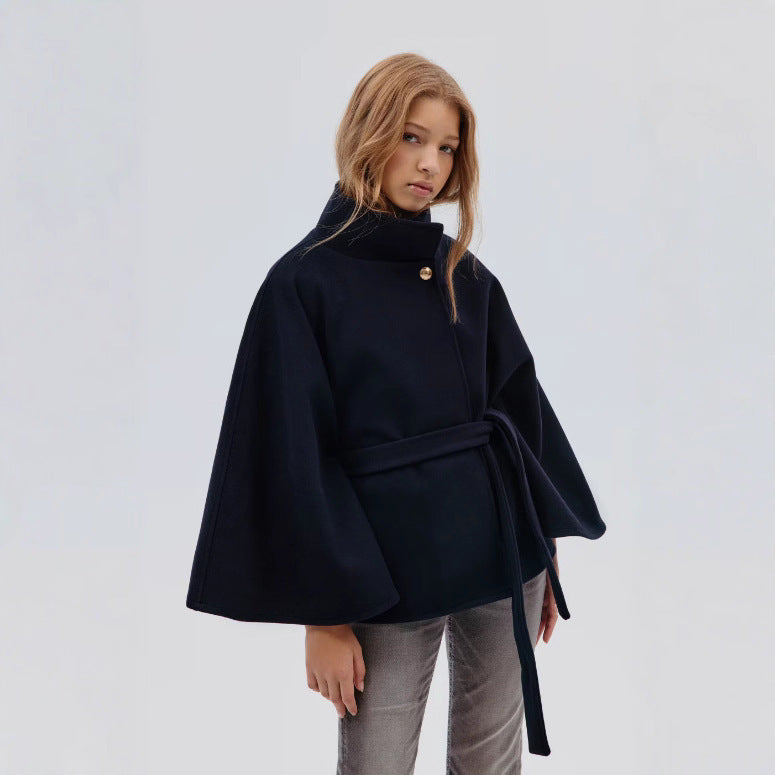 Tight Wool Poncho Coat
