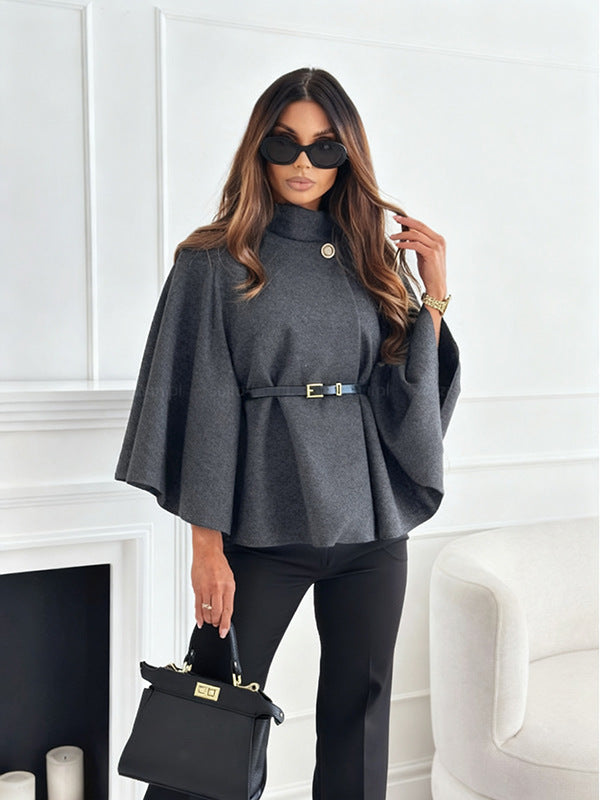 Tight Wool Poncho Coat