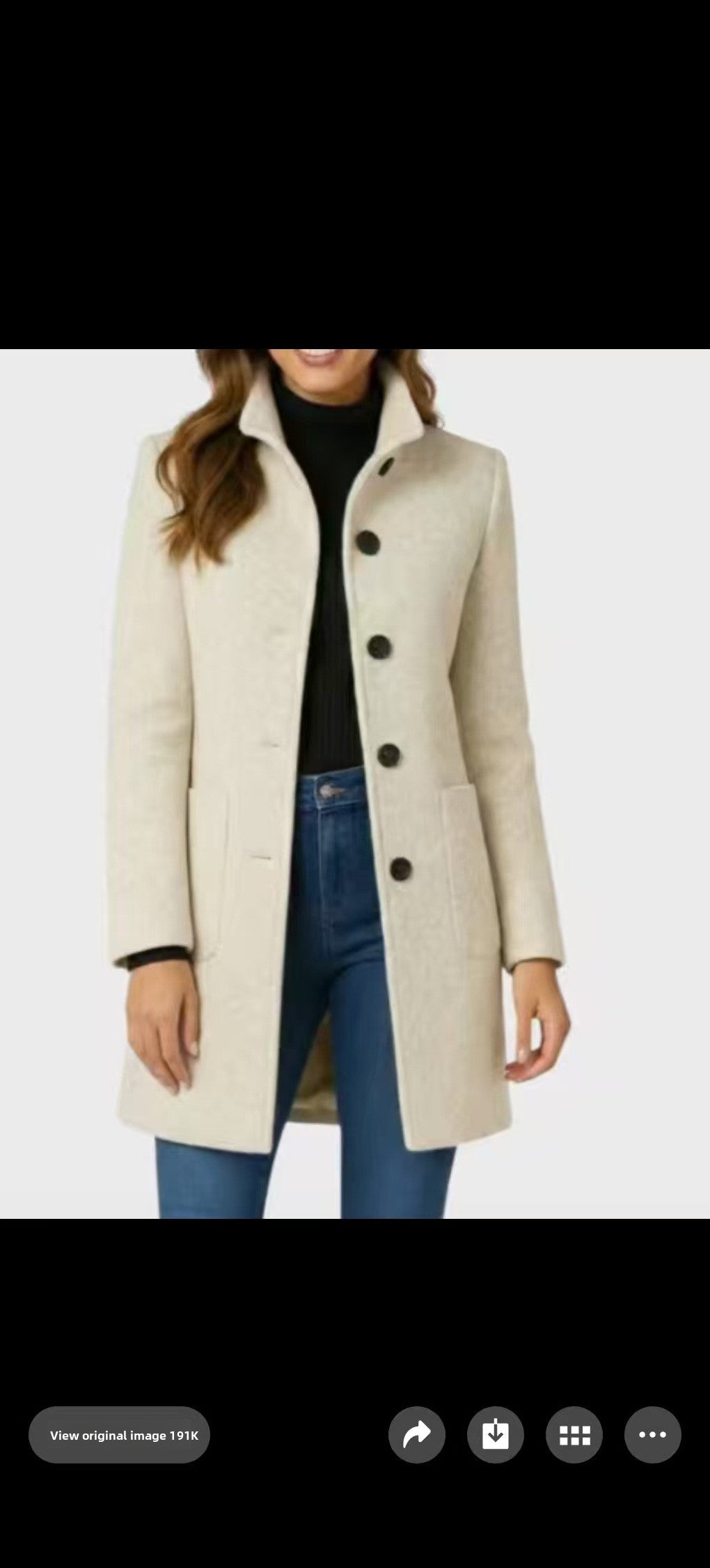 Solid Button-Collar Woolen Coat