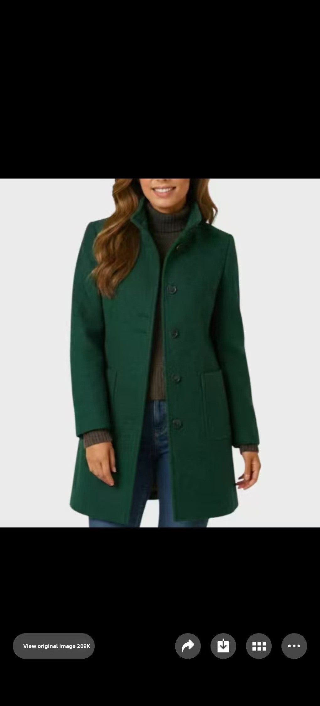 Solid Button-Collar Woolen Coat