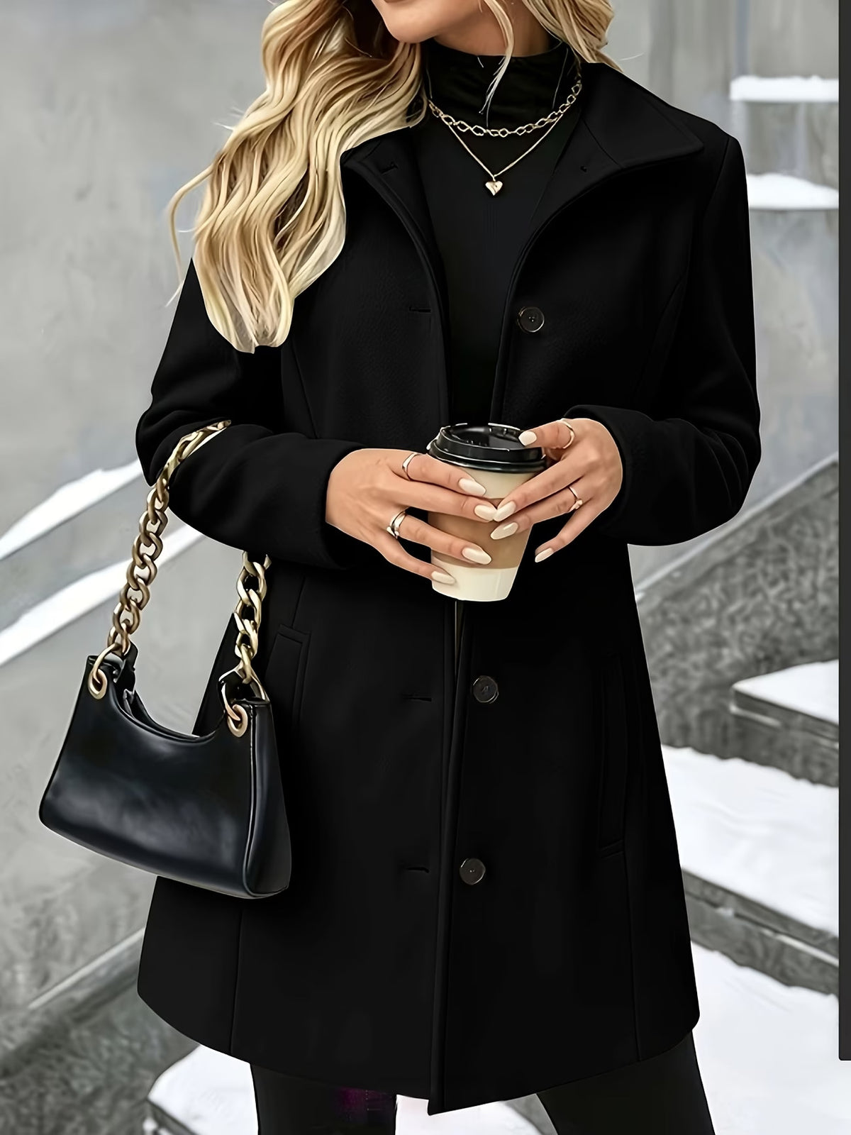 Women'S Lapel Single-Breasted Coat