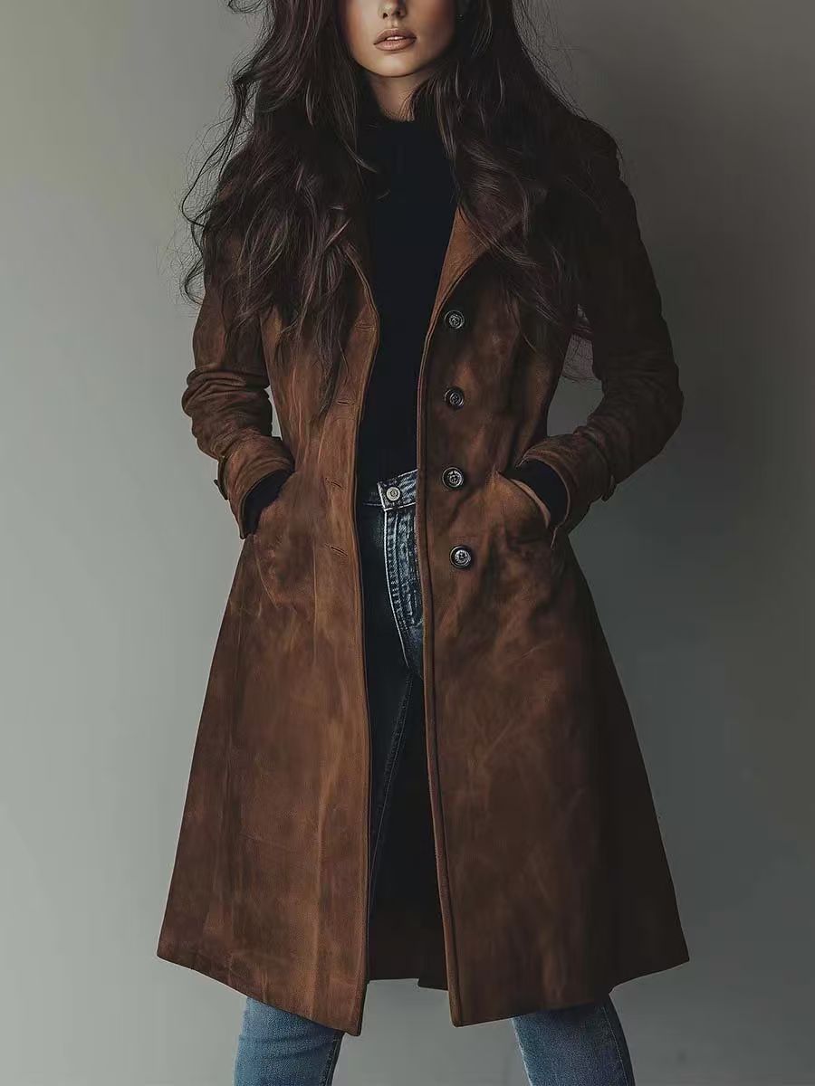 Women'S Lapel Long Coat