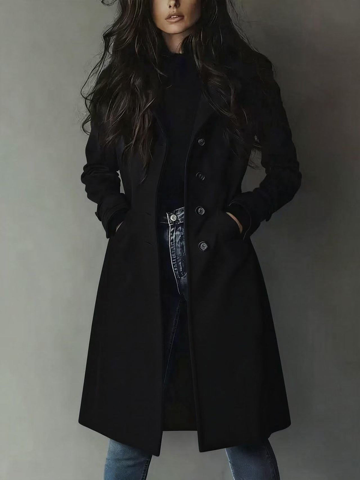 Women'S Lapel Long Coat