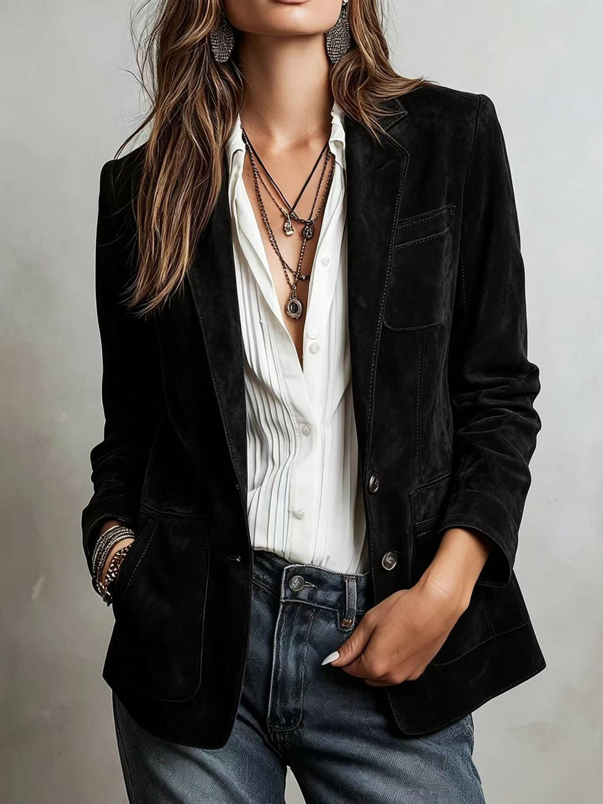 Women'S Vintage Single-Breasted Jacket